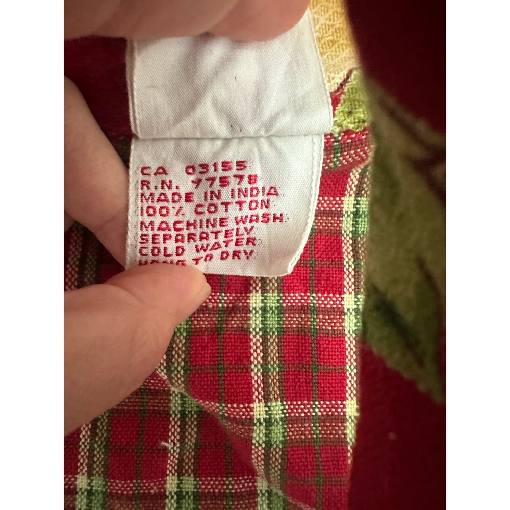 Vintage April Cornell Waist Wrap Skirt Apron Floral Plaid Cotton Cottagecore - Picture 5 of 5